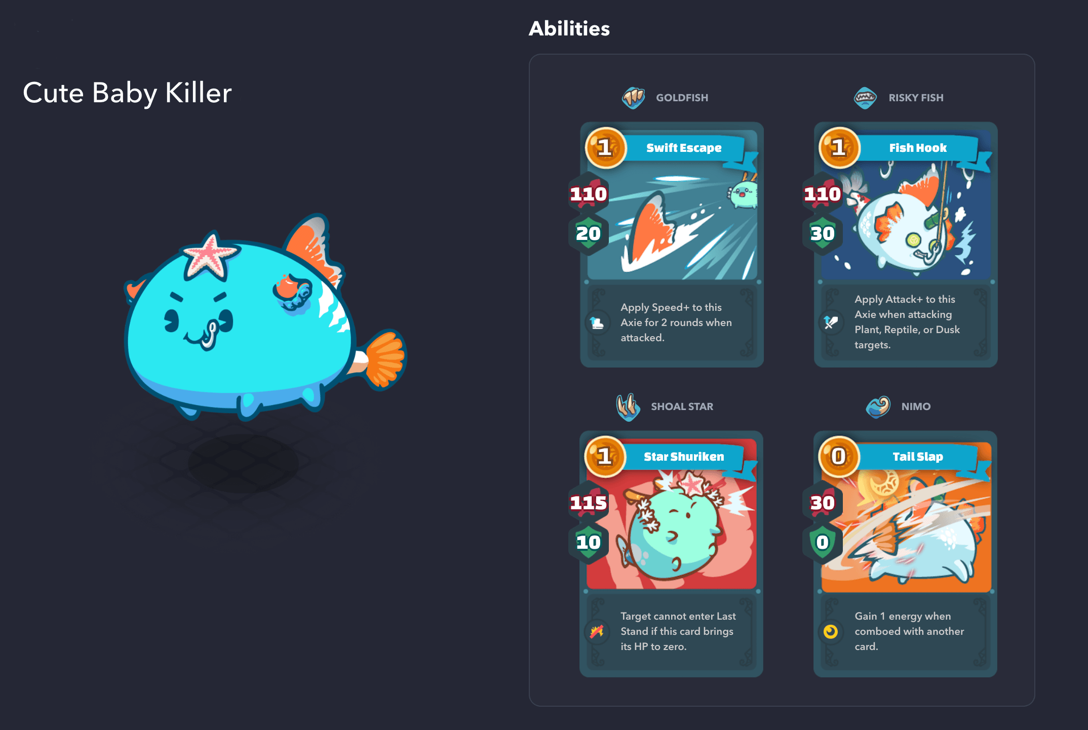 每個 Axie 都有不同的技能屬性 /image/blog/oausw.png